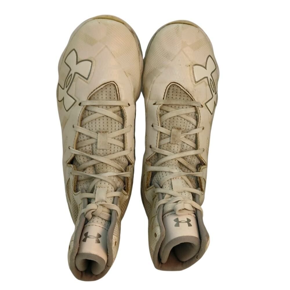 Under Armour Highlight JR Boys Triple White Ghosted Football Cleats - Size 5Y - Picture 6 of 8